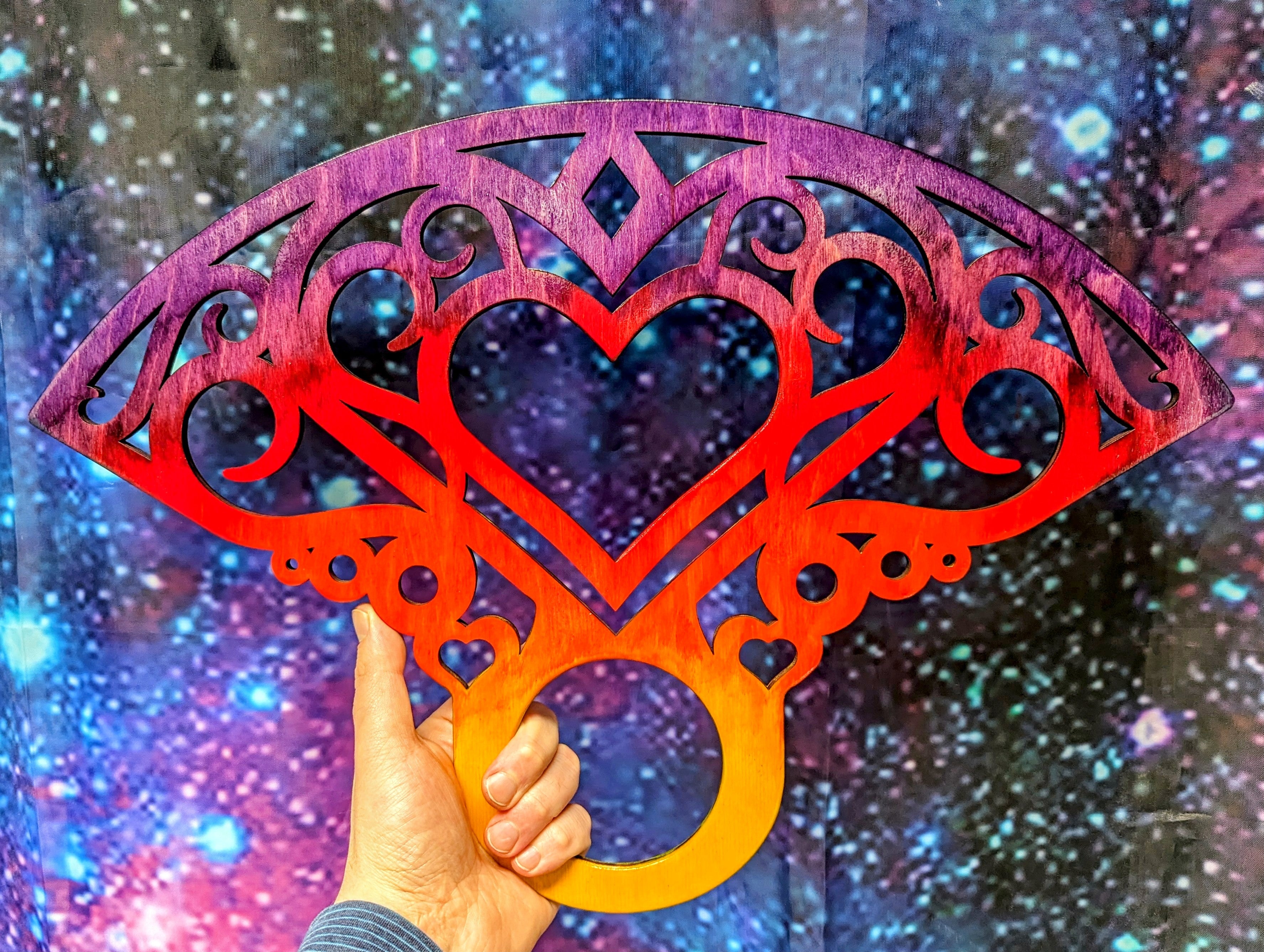 Sunset Hearts - 3.25" Russian Grip Fans - Ready-to-Ship